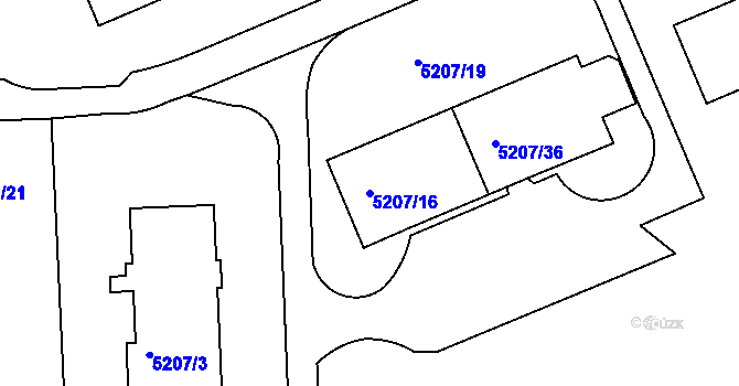 Parcela st. 5207/16 v KÚ Přerov, Katastrální mapa