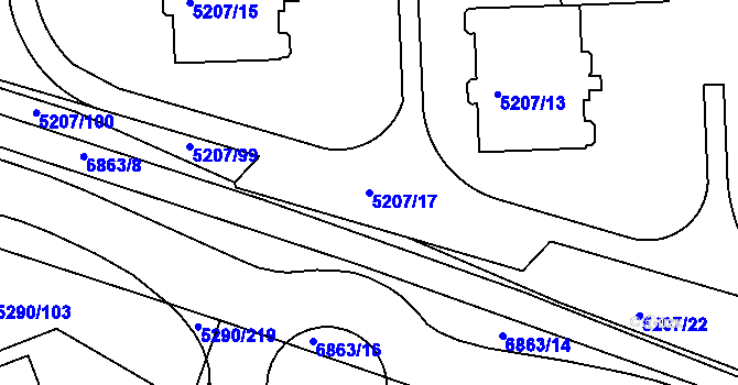 Parcela st. 5207/17 v KÚ Přerov, Katastrální mapa