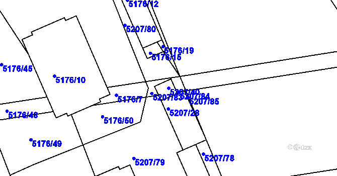 Parcela st. 5207/40 v KÚ Přerov, Katastrální mapa