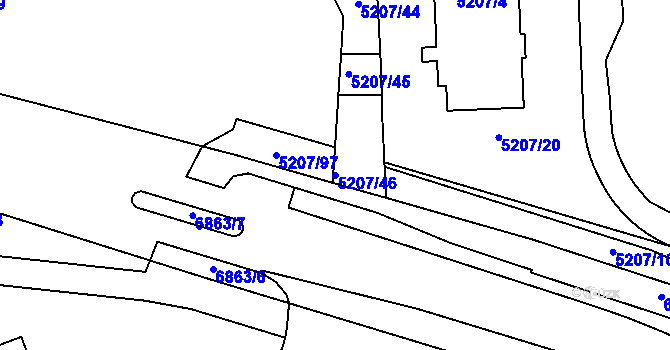 Parcela st. 5207/46 v KÚ Přerov, Katastrální mapa