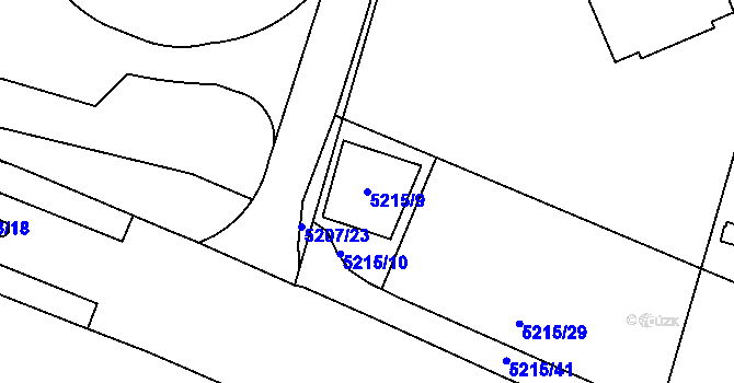 Parcela st. 5215/9 v KÚ Přerov, Katastrální mapa