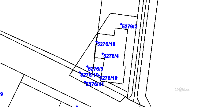 Parcela st. 5276/4 v KÚ Přerov, Katastrální mapa
