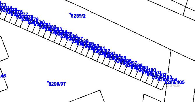 Parcela st. 5289/93 v KÚ Přerov, Katastrální mapa