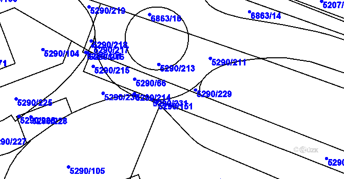 Parcela st. 5290/9 v KÚ Přerov, Katastrální mapa