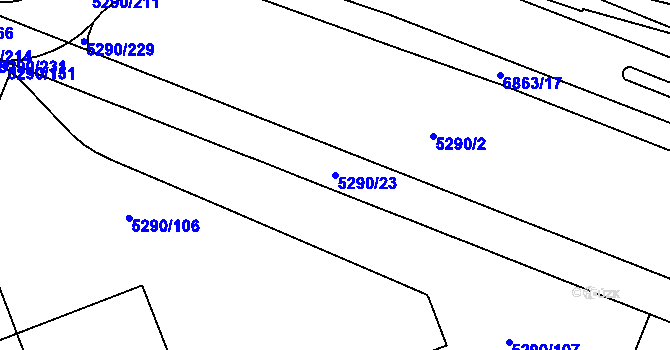 Parcela st. 5290/23 v KÚ Přerov, Katastrální mapa