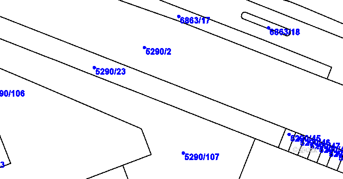 Parcela st. 5290/33 v KÚ Přerov, Katastrální mapa