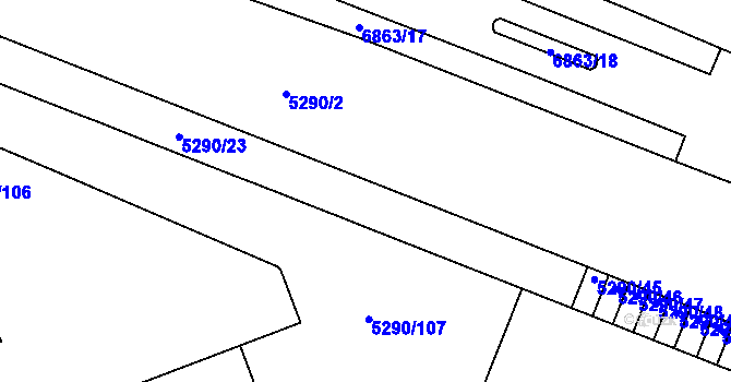 Parcela st. 5290/34 v KÚ Přerov, Katastrální mapa