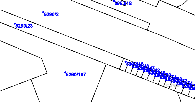 Parcela st. 5290/40 v KÚ Přerov, Katastrální mapa