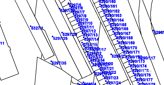 Parcela st. 5297/15 v KÚ Přerov, Katastrální mapa