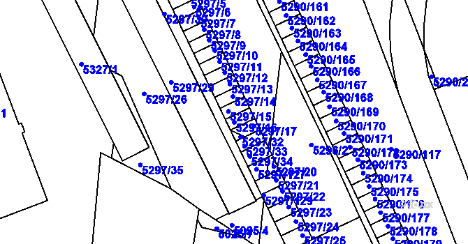 Parcela st. 5297/16 v KÚ Přerov, Katastrální mapa