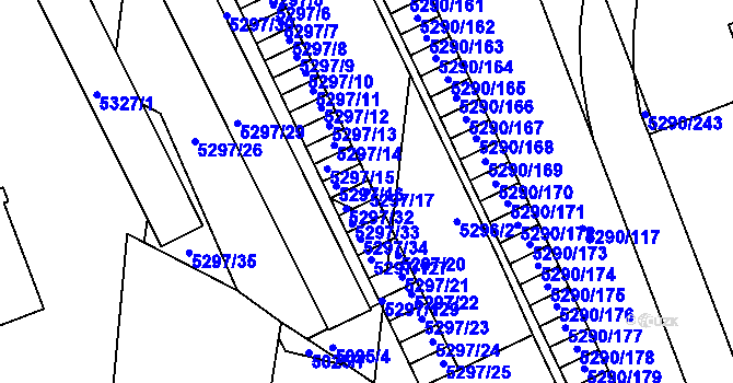 Parcela st. 5297/17 v KÚ Přerov, Katastrální mapa