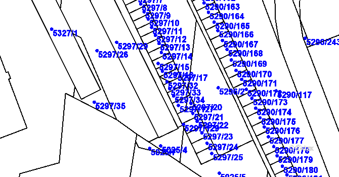Parcela st. 5297/33 v KÚ Přerov, Katastrální mapa