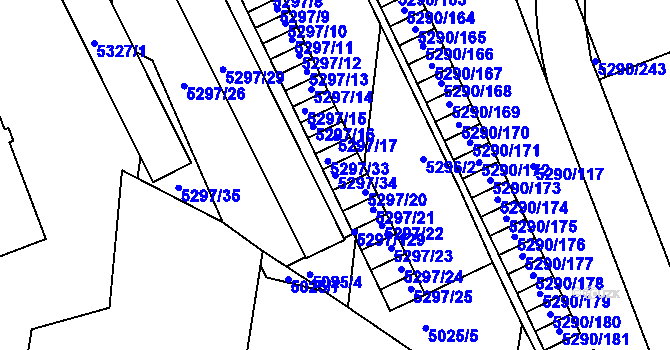 Parcela st. 5297/34 v KÚ Přerov, Katastrální mapa
