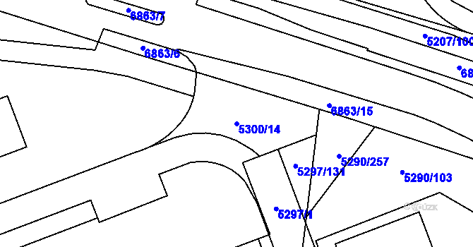 Parcela st. 5300/14 v KÚ Přerov, Katastrální mapa