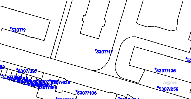 Parcela st. 5307/17 v KÚ Přerov, Katastrální mapa