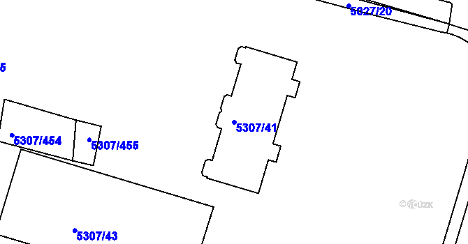 Parcela st. 5307/41 v KÚ Přerov, Katastrální mapa