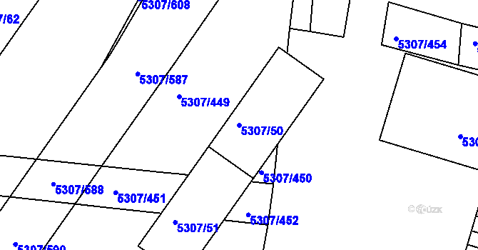 Parcela st. 5307/50 v KÚ Přerov, Katastrální mapa