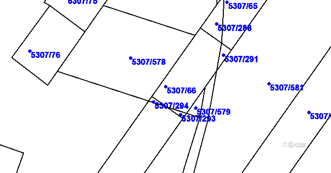 Parcela st. 5307/66 v KÚ Přerov, Katastrální mapa
