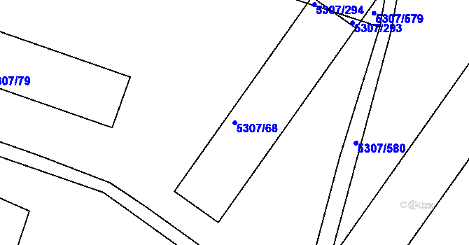 Parcela st. 5307/68 v KÚ Přerov, Katastrální mapa