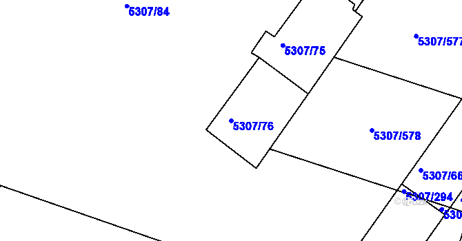 Parcela st. 5307/76 v KÚ Přerov, Katastrální mapa