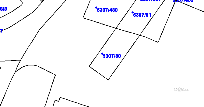 Parcela st. 5307/80 v KÚ Přerov, Katastrální mapa