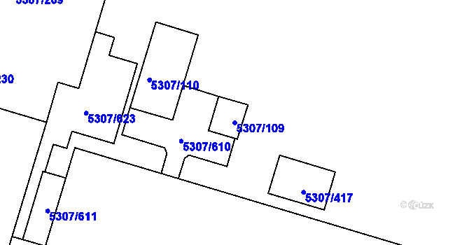 Parcela st. 5307/109 v KÚ Přerov, Katastrální mapa