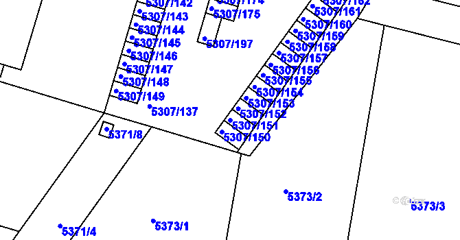 Parcela st. 5307/151 v KÚ Přerov, Katastrální mapa