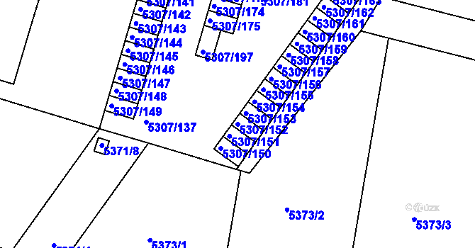 Parcela st. 5307/152 v KÚ Přerov, Katastrální mapa