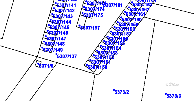 Parcela st. 5307/153 v KÚ Přerov, Katastrální mapa