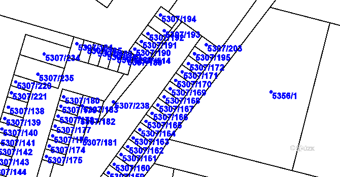 Parcela st. 5307/169 v KÚ Přerov, Katastrální mapa