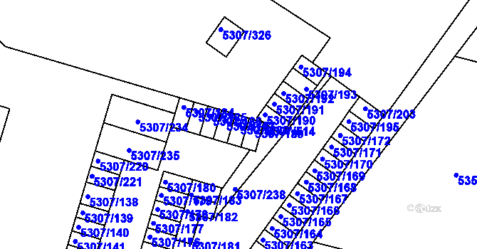Parcela st. 5307/188 v KÚ Přerov, Katastrální mapa