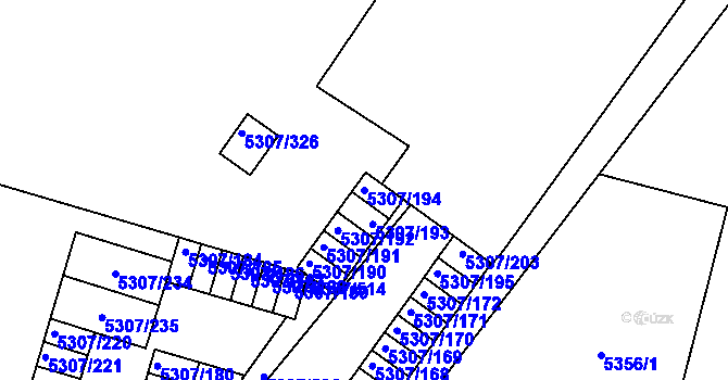 Parcela st. 5307/194 v KÚ Přerov, Katastrální mapa