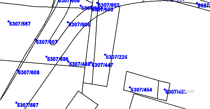 Parcela st. 5307/225 v KÚ Přerov, Katastrální mapa