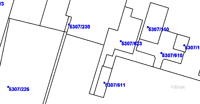 Parcela st. 5307/228 v KÚ Přerov, Katastrální mapa