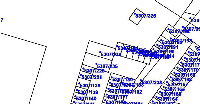 Parcela st. 5307/234 v KÚ Přerov, Katastrální mapa