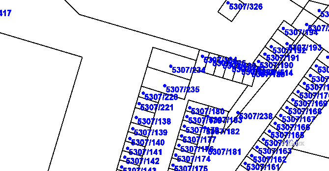 Parcela st. 5307/235 v KÚ Přerov, Katastrální mapa