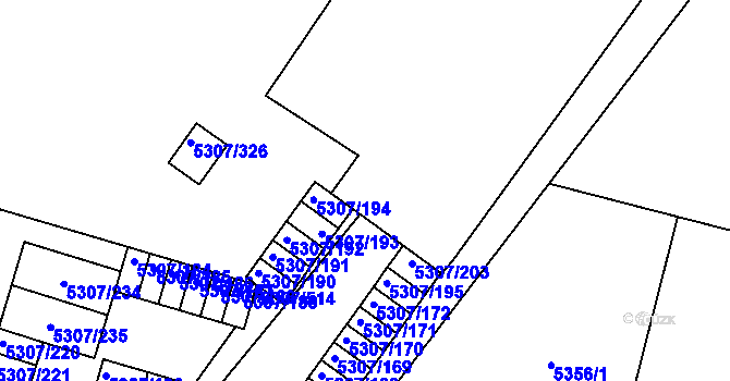Parcela st. 5307/237 v KÚ Přerov, Katastrální mapa