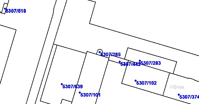 Parcela st. 5307/285 v KÚ Přerov, Katastrální mapa