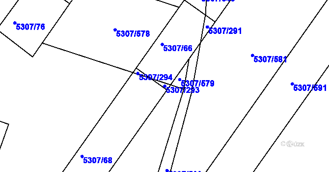 Parcela st. 5307/293 v KÚ Přerov, Katastrální mapa
