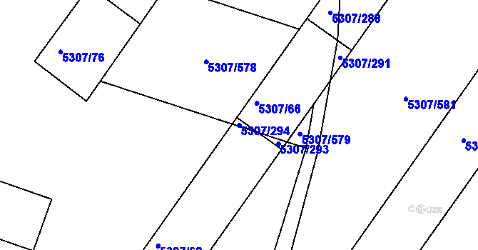 Parcela st. 5307/294 v KÚ Přerov, Katastrální mapa