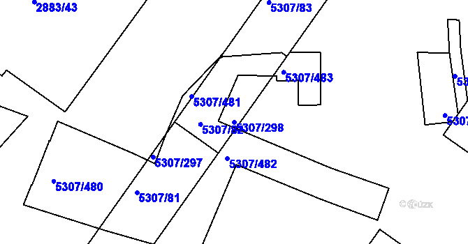 Parcela st. 5307/298 v KÚ Přerov, Katastrální mapa