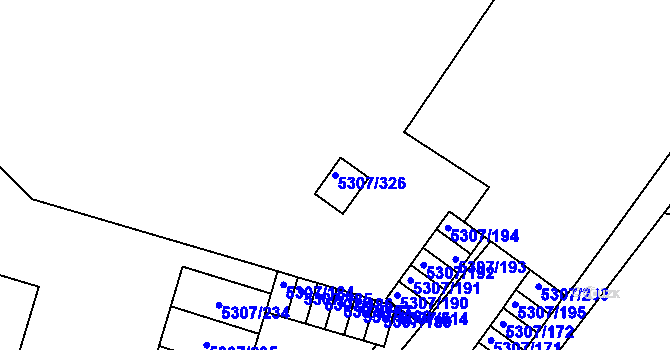 Parcela st. 5307/326 v KÚ Přerov, Katastrální mapa