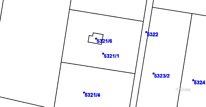 Parcela st. 5321/1 v KÚ Přerov, Katastrální mapa