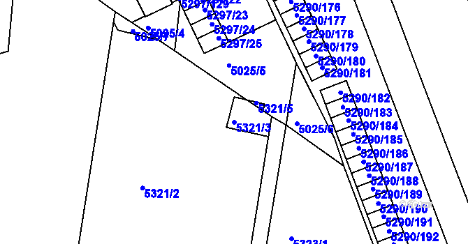 Parcela st. 5321/3 v KÚ Přerov, Katastrální mapa
