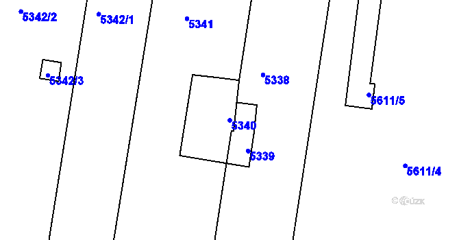Parcela st. 5340 v KÚ Přerov, Katastrální mapa
