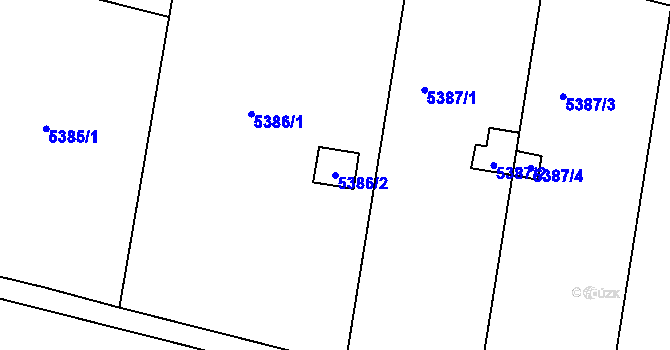 Parcela st. 5386/2 v KÚ Přerov, Katastrální mapa