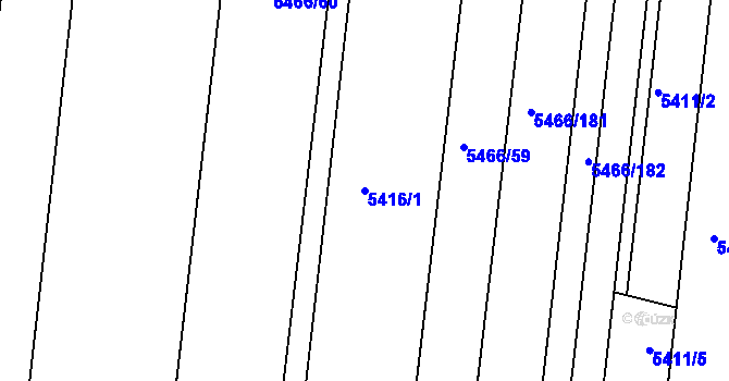 Parcela st. 5416/1 v KÚ Přerov, Katastrální mapa