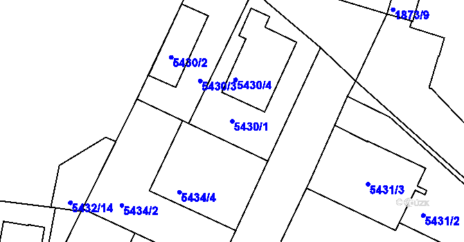 Parcela st. 5430/1 v KÚ Přerov, Katastrální mapa