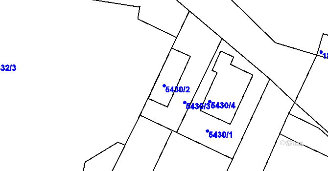 Parcela st. 5430/2 v KÚ Přerov, Katastrální mapa