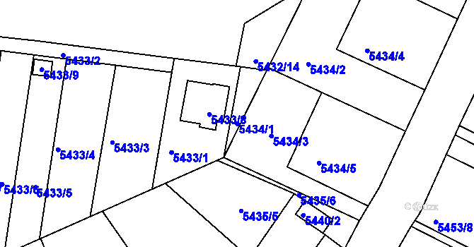 Parcela st. 5434/1 v KÚ Přerov, Katastrální mapa